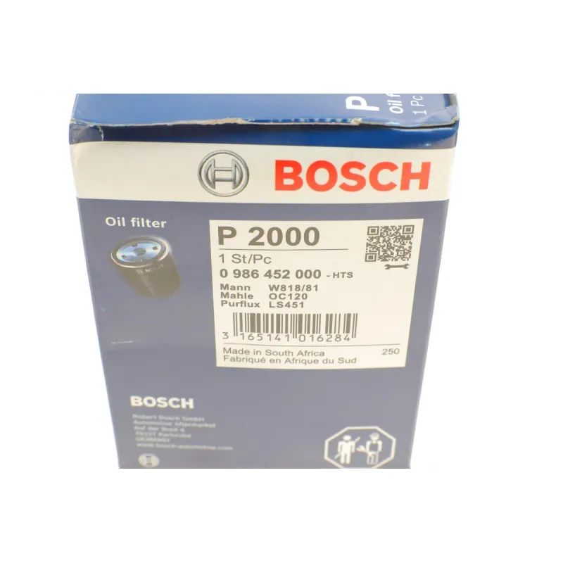 Фільтр масляний BOSCH 0 986 452 000 для Toyota Hiace, Hilux, Daihatsu Charmant, VW Taro