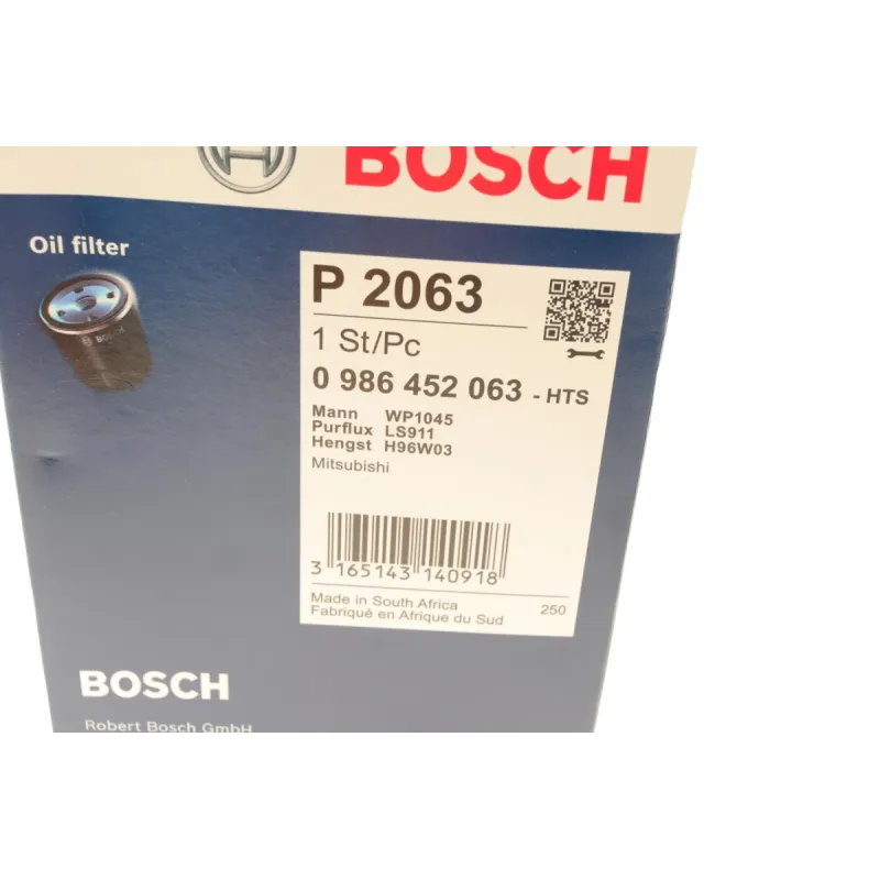 Фільтр масляний BOSCH 0 986 452 063 для Mitsubishi Pajero II 2.8TDI/3.2DI-D, M 26 x 1,5