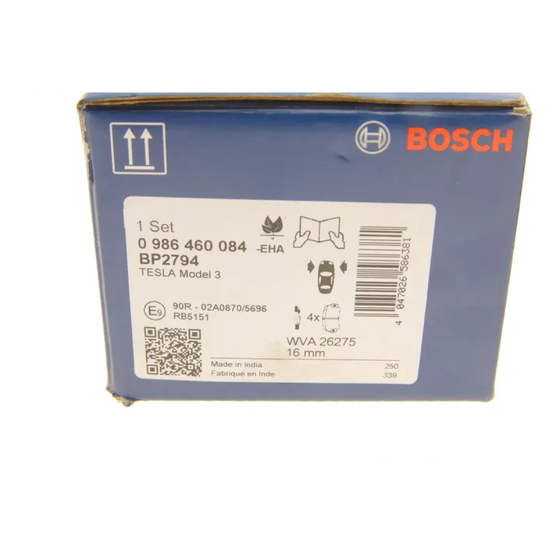 Колодки гальмівні передні BOSCH 0 986 460 084 для Tesla Model 3/Y 16 мм