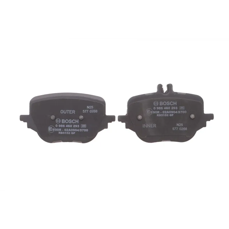 Колодки гальмівні задні BOSCH 0 986 460 293 для Mercedes-Benz C-Class W206, E-Class W214, S-Class W223 (2020-) 117.1x62/72x16.5 мм