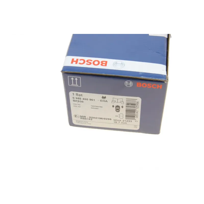 Колодки гальмівні передні BOSCH 0 986 460 961 для Volvo 740/760/780/940/960 1983-1998