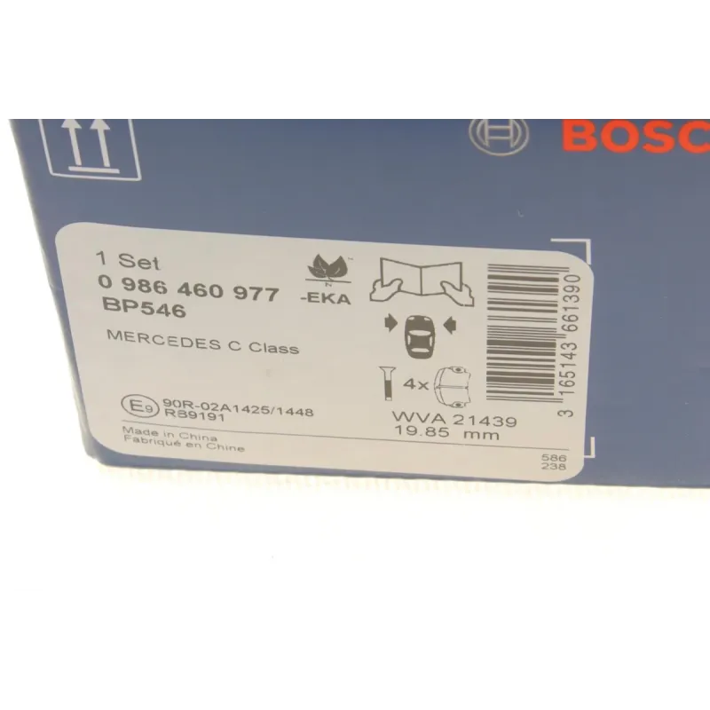 Колодки гальмівні передні BOSCH 0 986 460 977 для Mercedes-Benz C-Class W202 1993-2000, 74.9x109.3 мм