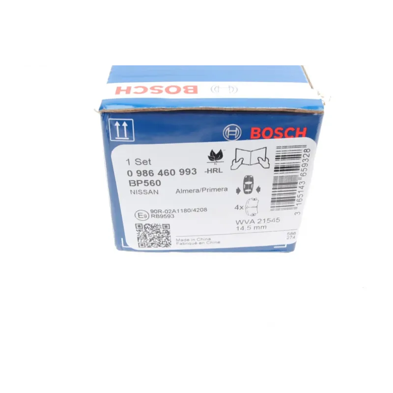Колодки гальмівні задні BOSCH 0 986 460 993 для Nissan Almera N16, Primera P10/P11, 83.4x56.9 мм