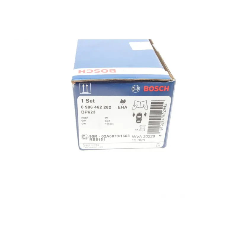 Колодки гальмівні передні BOSCH 0 986 462 282 для VW Golf/Passat, Audi 80, 15 мм