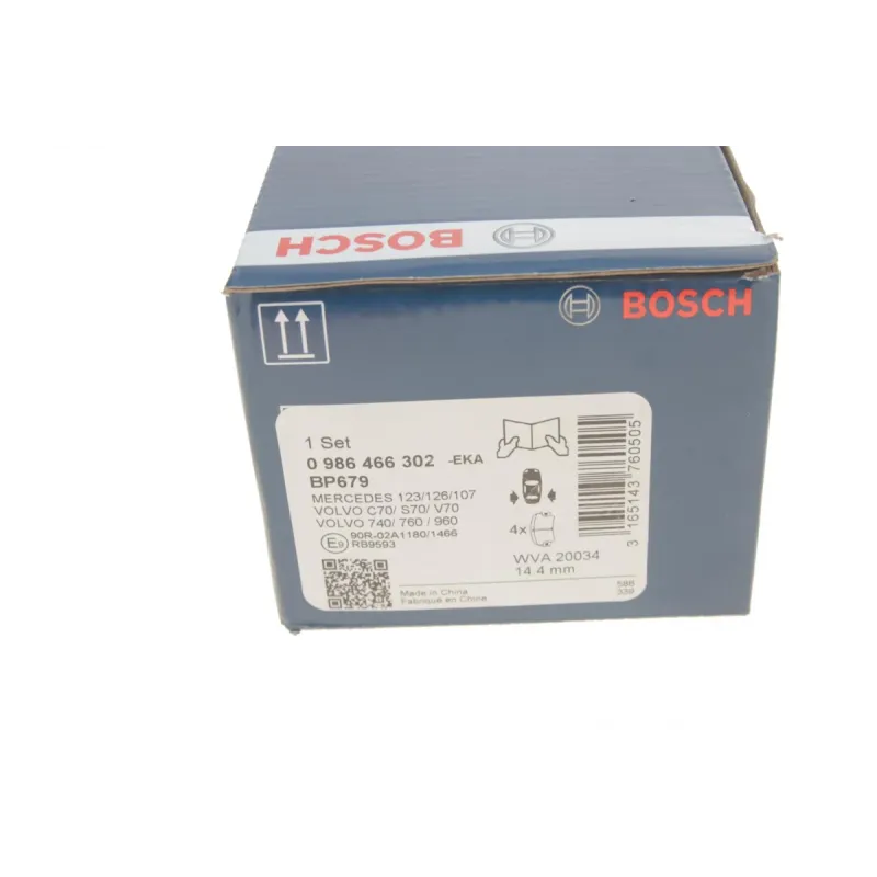 Колодки гальмівні передні BOSCH 0 986 466 302 для Audi 100, Mercedes-Benz /8, 56.5x61.9x14.9 мм
