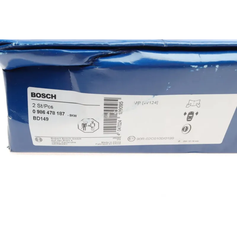 Диск гальмівний передній BOSCH 0 986 478 187 для Mercedes-Benz E-Class W124 1984-1993, 284x12 мм