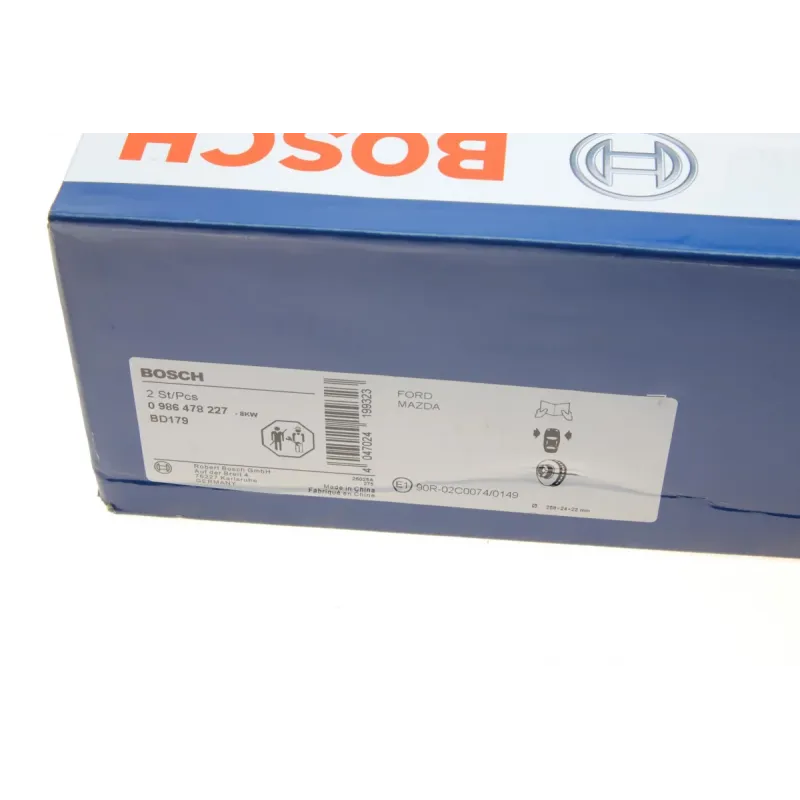 Диск гальмівний передній BOSCH 0 986 478 227 для Mazda 6/MX-6 1992-2002, Premacy 1999-2005 (258x24 мм)