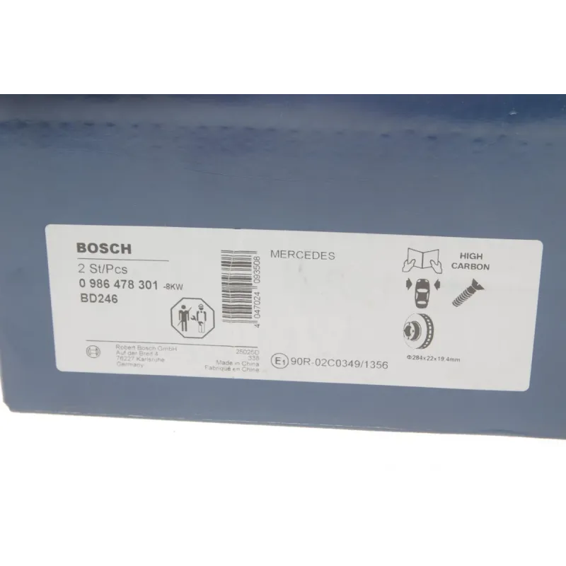 Диск гальмівний передній BOSCH 0 986 478 301 для Mercedes-Benz C-Class W202 1993-2000 (284x22 мм)