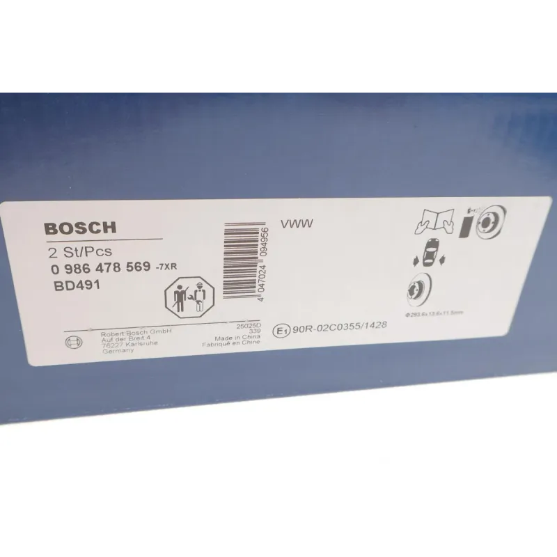 Диск гальмівний задній BOSCH 0 986 478 569 для Ford Galaxy, VW Sharan, T4 (293.6x13.6 мм)
