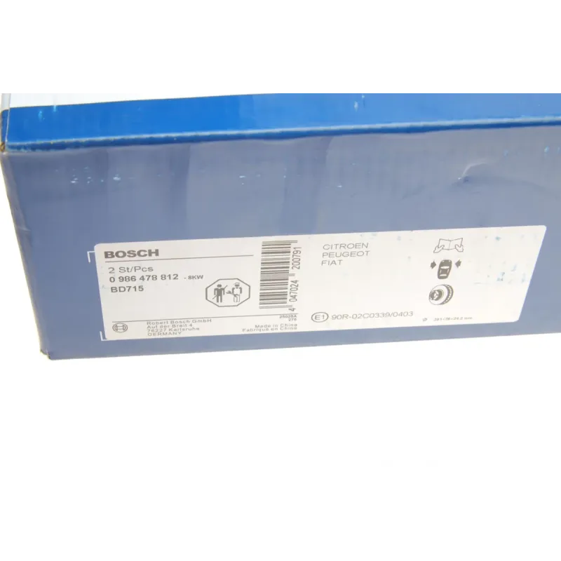 Диск гальмівний передній BOSCH 0 986 478 812 для Citroen Jumpy, Fiat Scudo, Peugeot Expert 281x26 мм