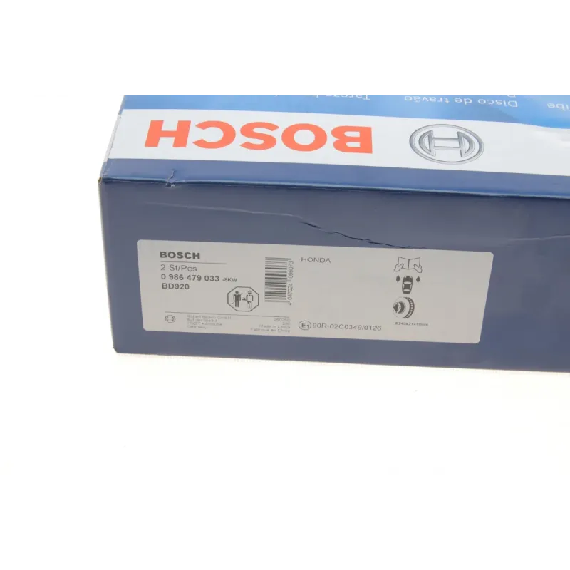 Диск гальмівний передній BOSCH 0 986 479 033 для Honda Jazz II (GD) 2002-2008, 240x21 мм