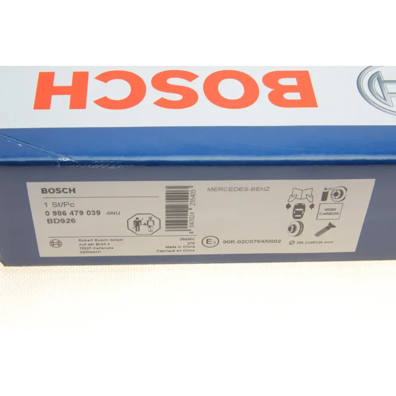 Диск гальмівний передній BOSCH 0 986 479 039 для Mercedes-Benz E-Class W211/S211 2002-2009 (295x28 мм, вентильований)