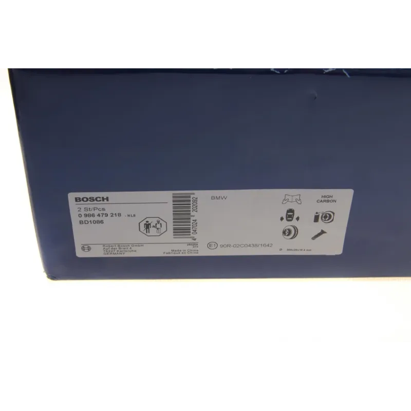Диск гальмівний задній BOSCH 0 986 479 218 для BMW 1 (E81/E87), 3 (E90/E91/E92) 2005-2013 (300x20 мм)