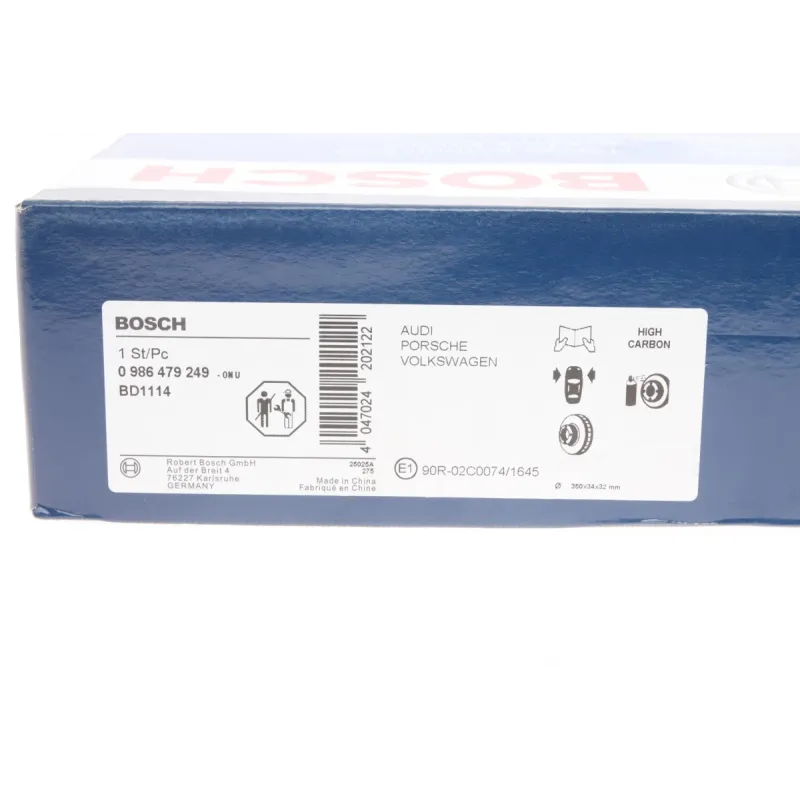 Диск гальмівний передній BOSCH 0 986 479 249 для Audi Q7, Porsche Cayenne, VW Touareg 350x34 мм