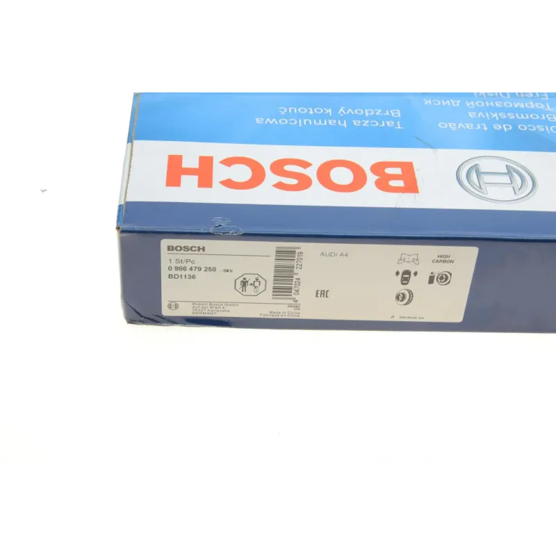 Диск гальмівний передній BOSCH 0 986 479 258 для Audi A4 B7 (320x30 мм, вент.)