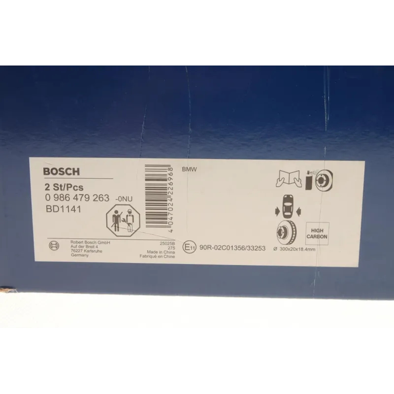 Диск гальмівний задній BOSCH 0 986 479 263 для BMW 1 (E81/E87) 3 (E90-E93) X1 (E84) 300x20 мм (вентильований, з покриттям)
