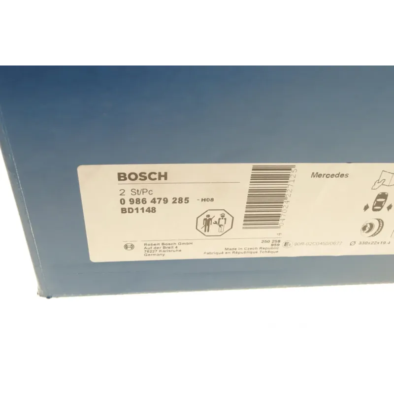 Диск гальмівний задній BOSCH 0 986 479 285 для Mercedes-Benz GL-Class X164/M-Class W164 2006-, 330x22 мм