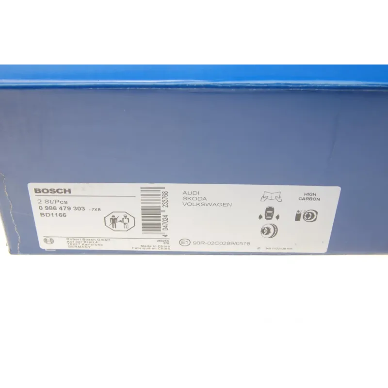 Диск гальмівний задній BOSCH 0 986 479 303 для VW Passat B6/B7, Golf V/VI/VII, Seat Leon III (310x22 мм)