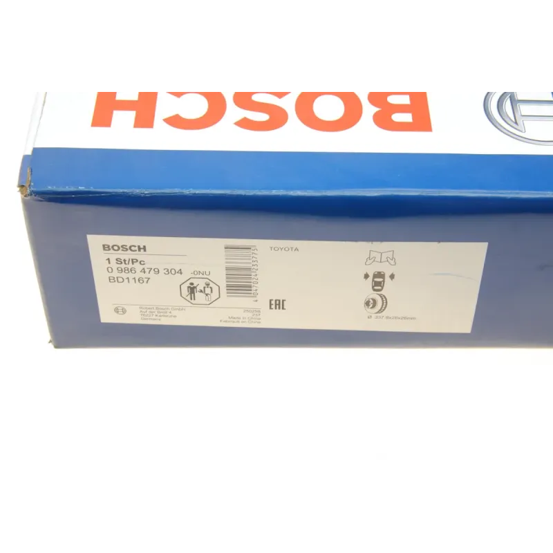 Диск гальмівний передній BOSCH 0 986 479 304 для Toyota Land Cruiser Prado, Lexus GX 337.8x28 мм