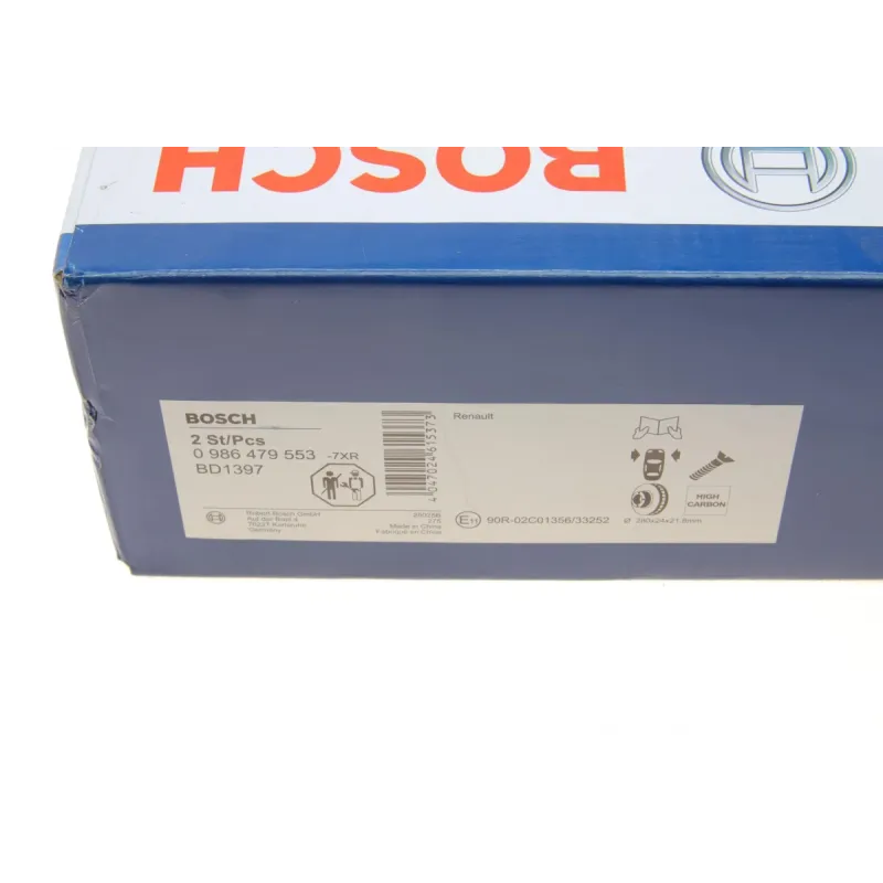 Диск гальмівний передній BOSCH 0 986 479 553 для Renault Megane III/IV, Scenic, Dacia Duster 280x24 мм