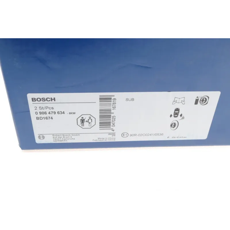 Диск гальмівний задній BOSCH 0 986 479 634 для Subaru Impreza/Forester 274x10 мм