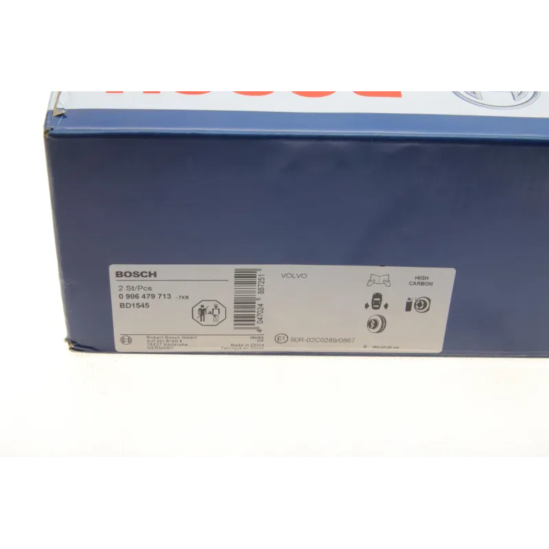 Диск гальмівний задній BOSCH 0 986 479 713 для Volvo XC60 302x22 мм