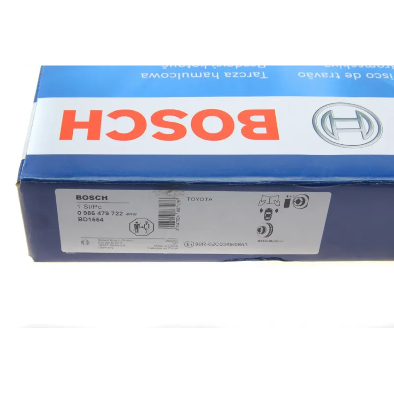 Диск гальмівний передній BOSCH 0 986 479 722 для Lexus RX 319x28 мм