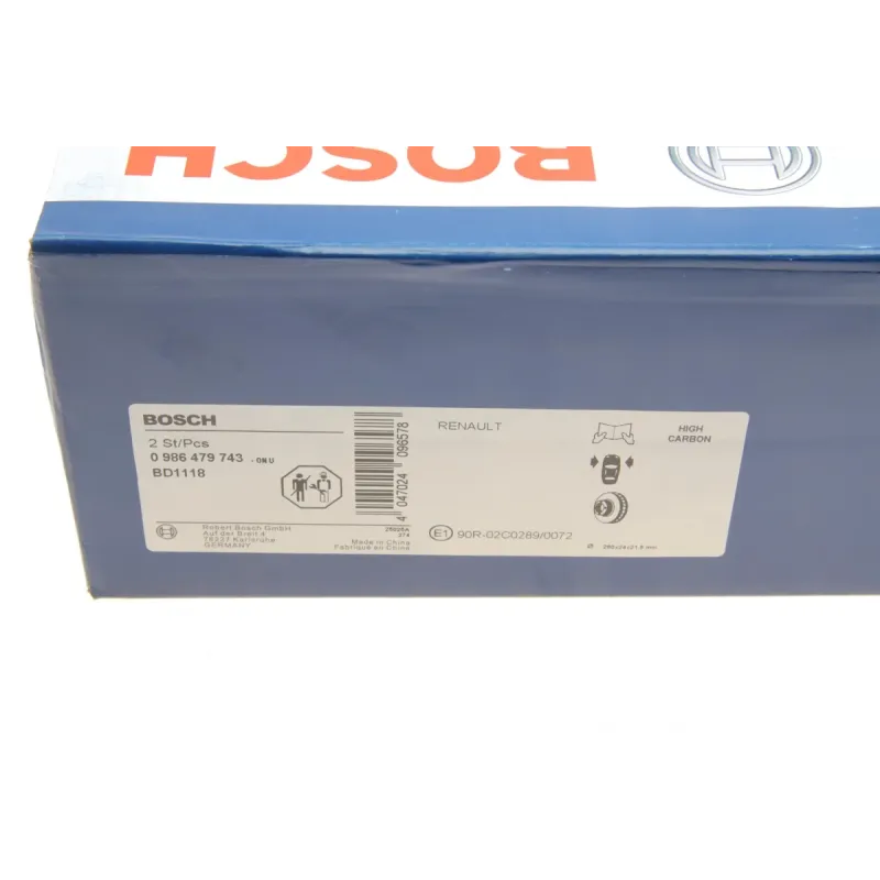Диск гальмівний передній Bosch 0 986 479 743 для Renault Laguna II 280x24 мм