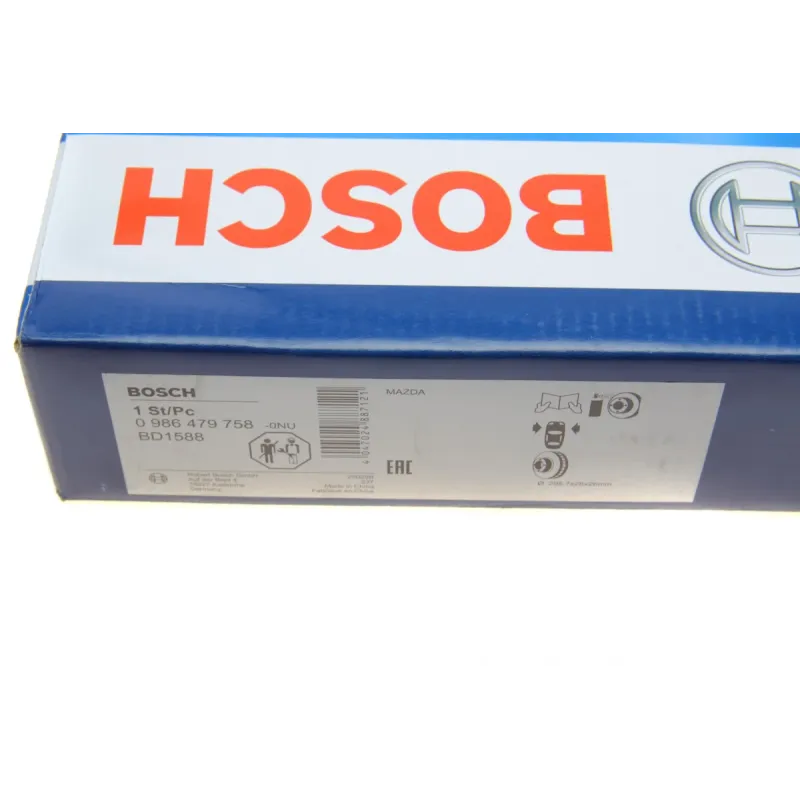 Диск гальмівний передній BOSCH 0 986 479 758 для Mazda CX-7 (ER) 2007-2013, 295.7x28 мм