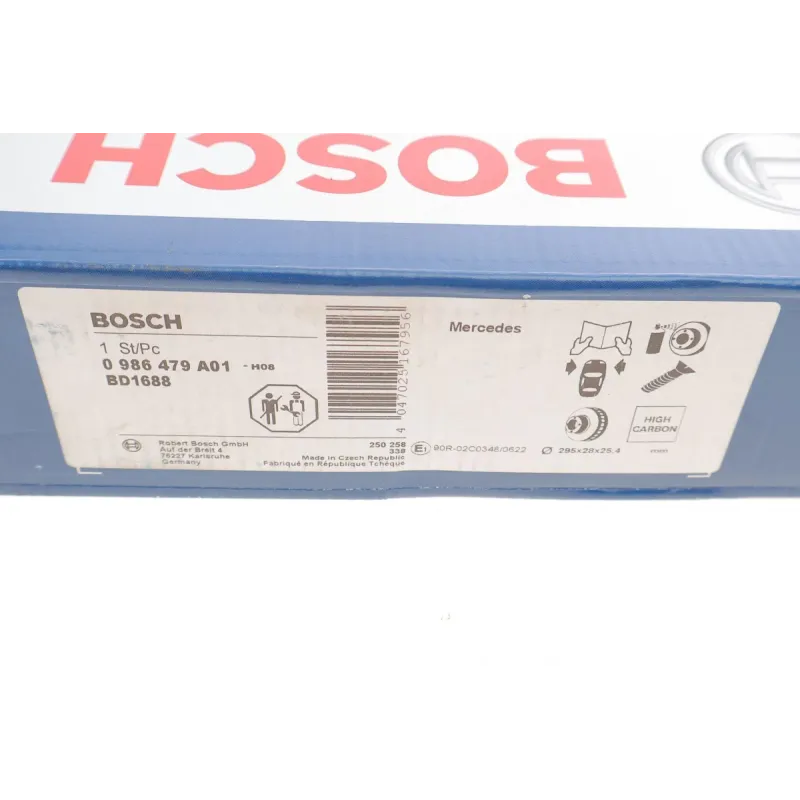 Диск гальмівний передній BOSCH 0 986 479 A01 для Mercedes-Benz A-Class W176, B-Class W246 2011-2018, 295x28 мм