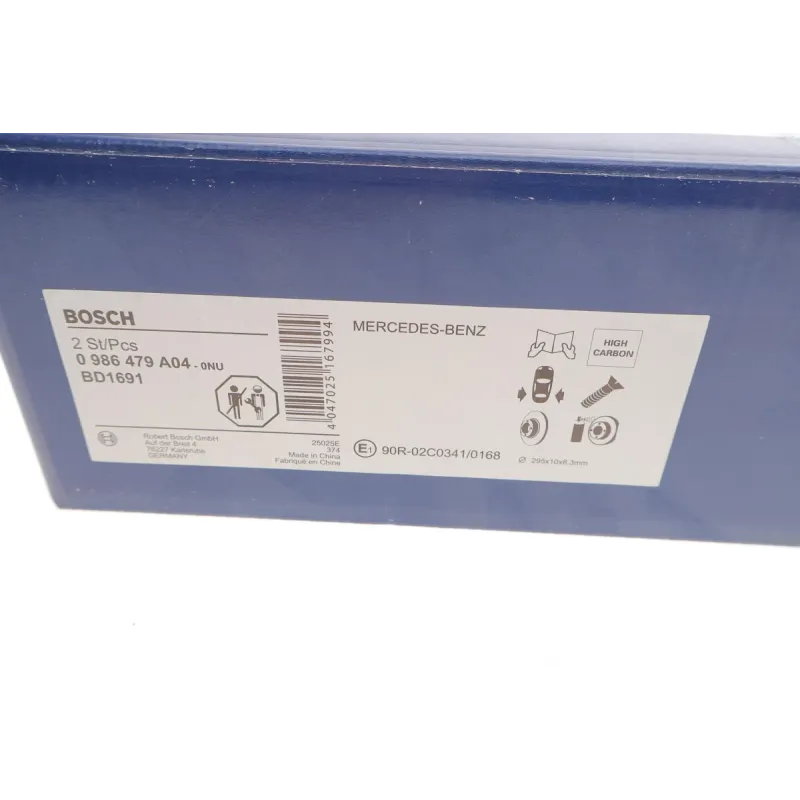 Диск гальмівний задній BOSCH 0 986 479 A04 для Mercedes-Benz A-Class W176, B-Class W246, GLA-Class X156 2012-, 295x10 мм