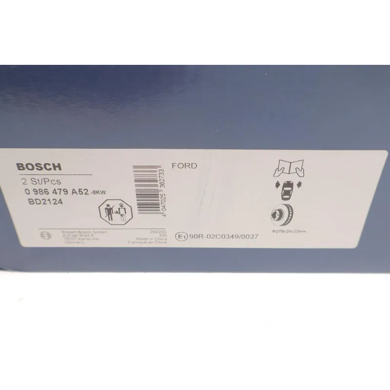 Диск гальмівний передній BOSCH 0 986 479 A52 для Ford Maverick/Escape 2001-, 278x24 мм
