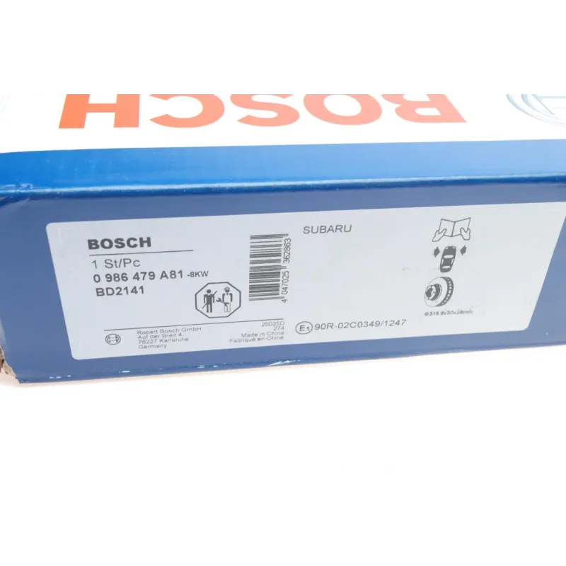 Диск гальмівний передній BOSCH 0 986 479 A81 для Subaru Forester, Legacy, Outback 315.8x30 мм