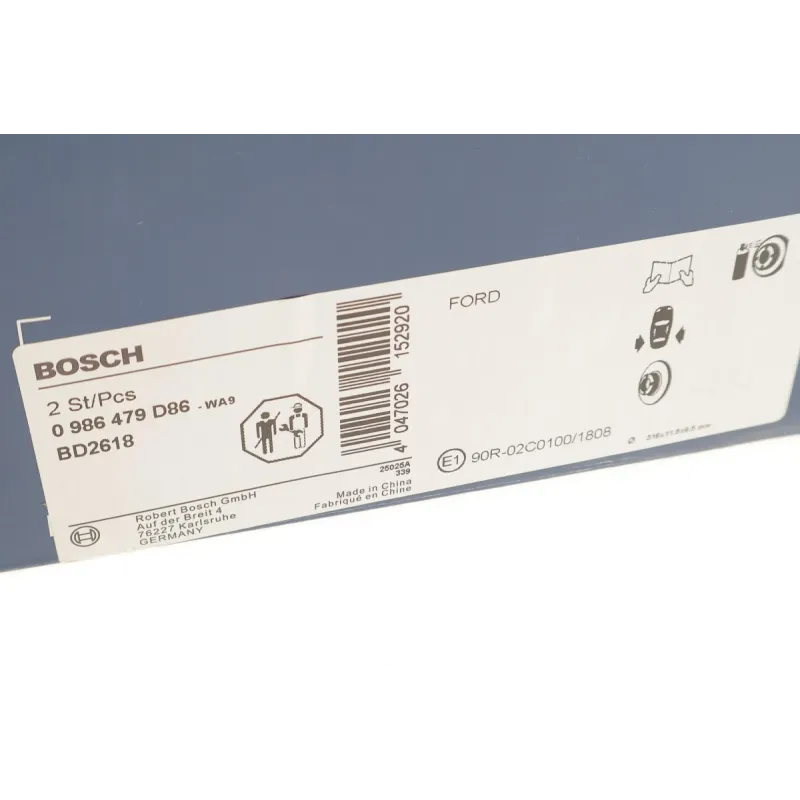Диск гальмівний задній BOSCH 0 986 479 D86 для Ford Kuga II Escape Mondeo V 316x11.5 мм