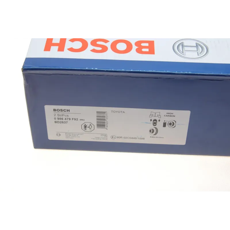 Диск гальмівний передній BOSCH 0 986 479 F92 для Toyota Corolla 2019-, 282x25 мм