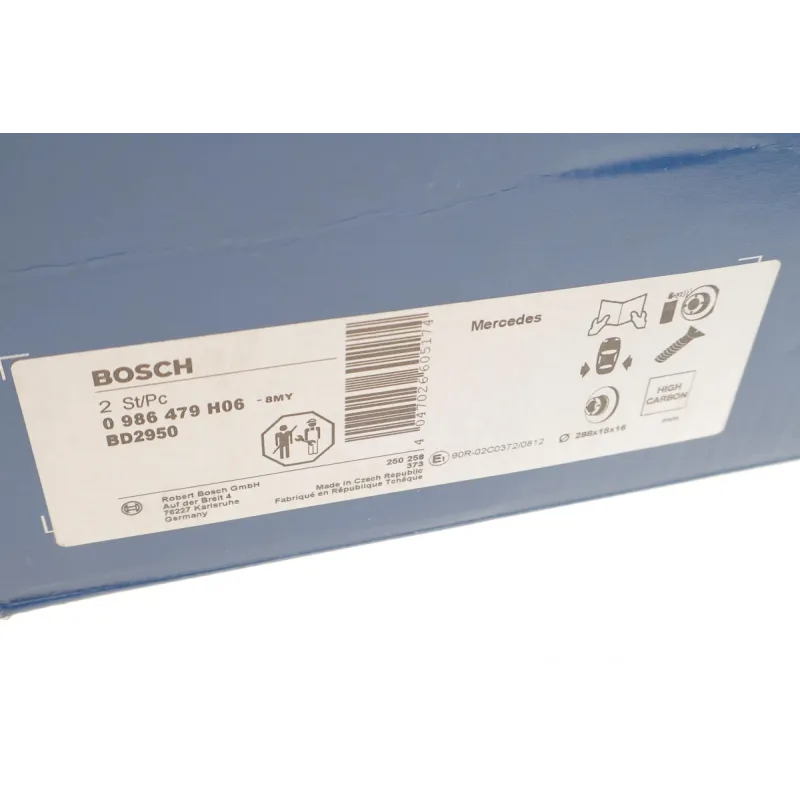 Диск гальмівний задній BOSCH 0 986 479 H06 для Mercedes-Benz Sprinter 907/910 2018-, 298x18 мм