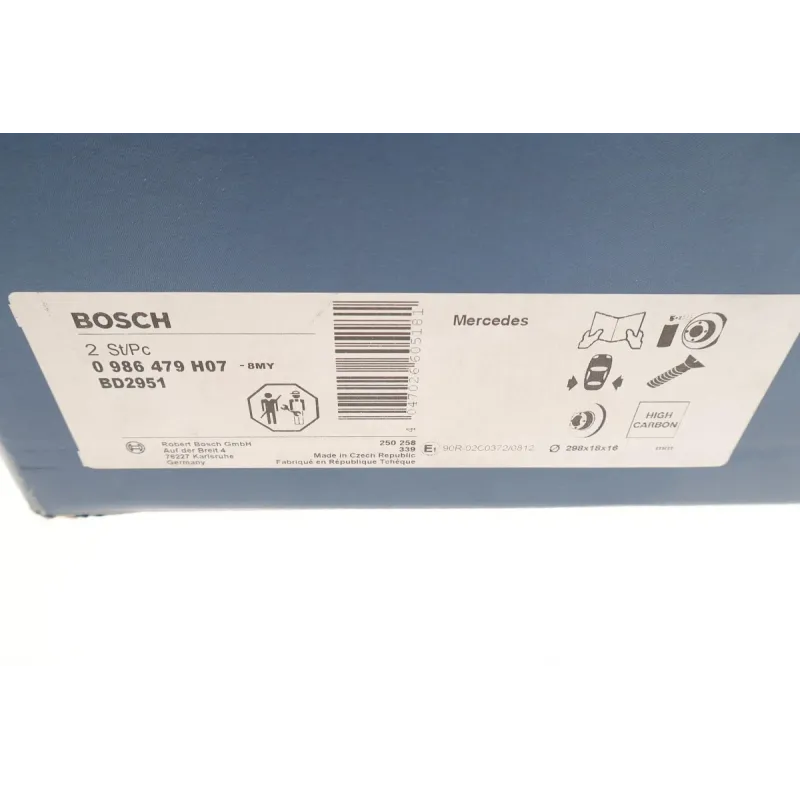 Диск гальмівний задній BOSCH 0 986 479 H07 для Mercedes-Benz Sprinter 907/910 2018-, 298x18 мм