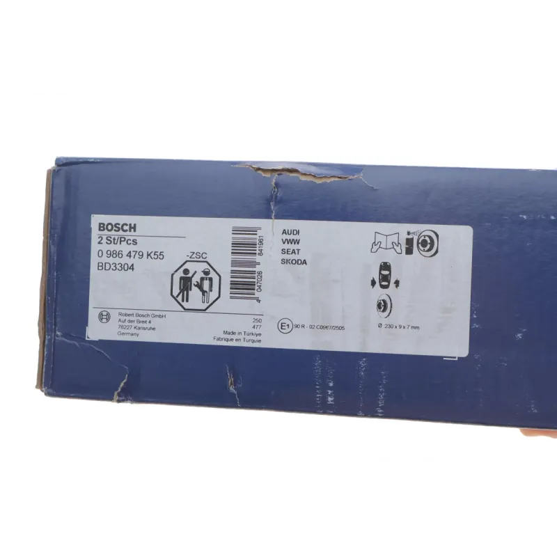 Диск гальмівний задній BOSCH 0 986 479 K55 для Skoda Fabia IV, VW Polo AW1, 230x9 мм
