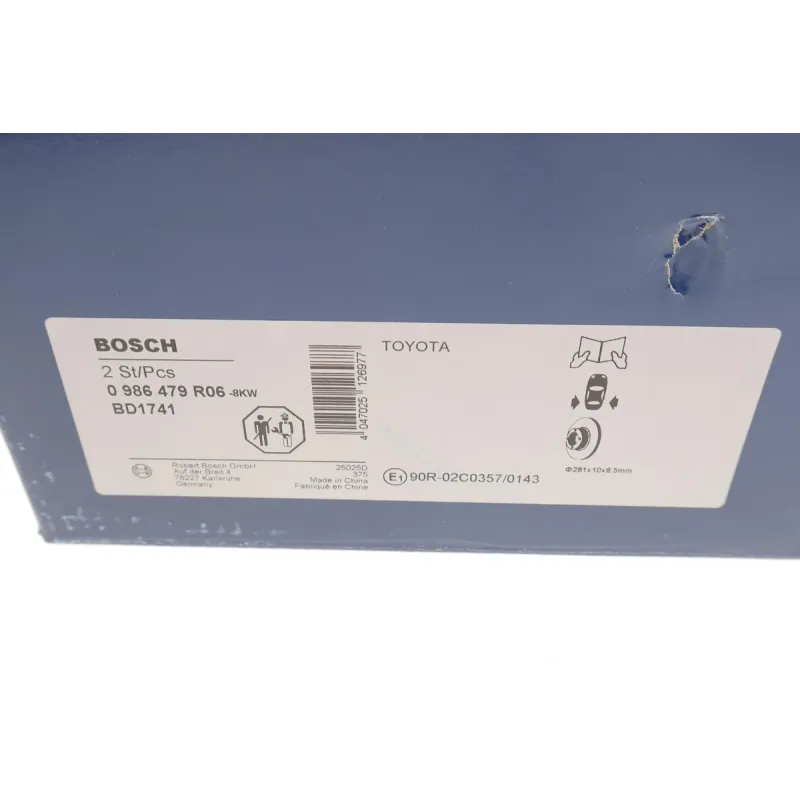 Диск гальмівний задній BOSCH 0 986 479 R06 для Toyota Camry XV4 2006-2011, Avalon GSX3 2005-2012 (281x10 мм)