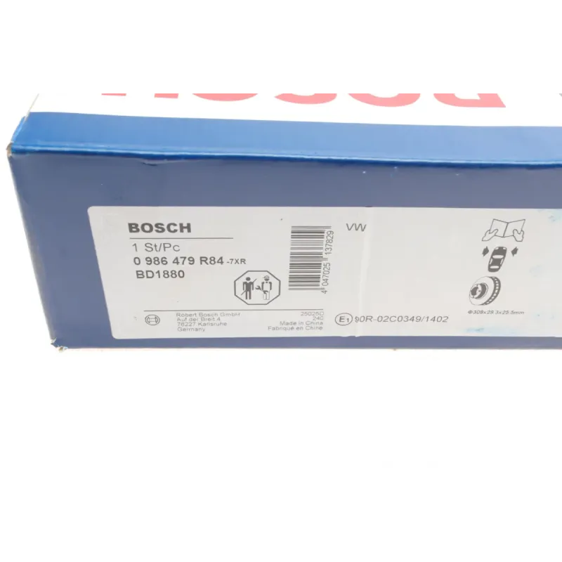 Диск гальмівний передній BOSCH 0 986 479 R84 для Volkswagen Eurovan V 2003-2009, 308x29.3 мм