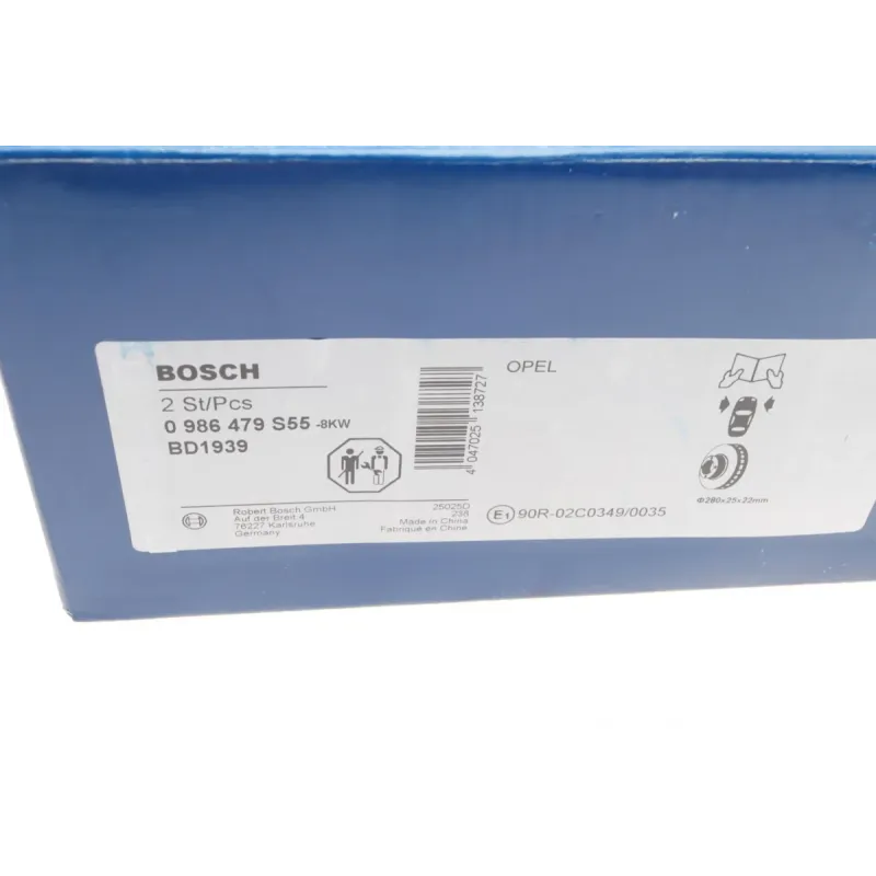 Диск гальмівний передній BOSCH 0 986 479 S55 для Opel Astra H, Combo 280x25 мм
