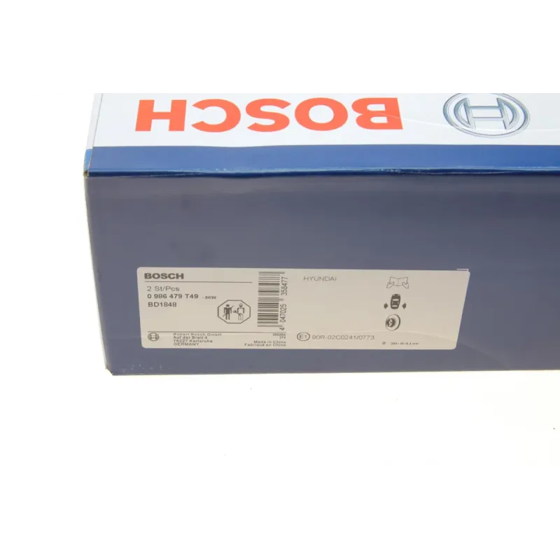 Диск гальмівний задній BOSCH 0 986 479 T49 для Hyundai Elantra AD, Sonata LF, Kia K5 284x10 мм