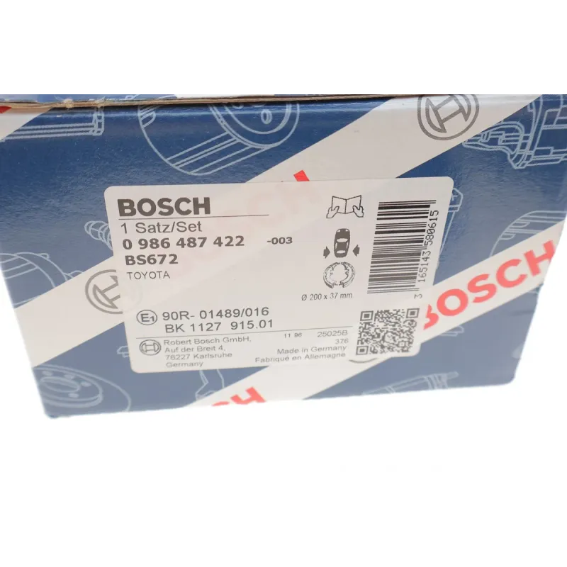 Колодки ручника BOSCH 0 986 487 422 для Toyota Corolla, Camry, Carina (200x36 мм)