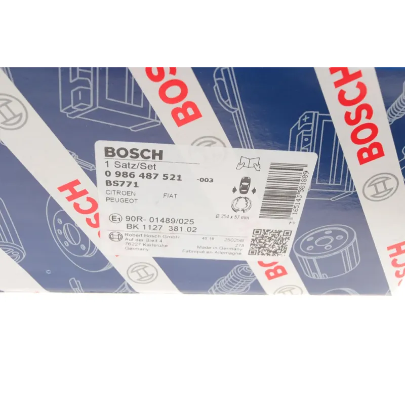 Колодки гальмівні задні BOSCH 0 986 487 521 для Fiat Ducato, Citroen Jumper 254x57 мм