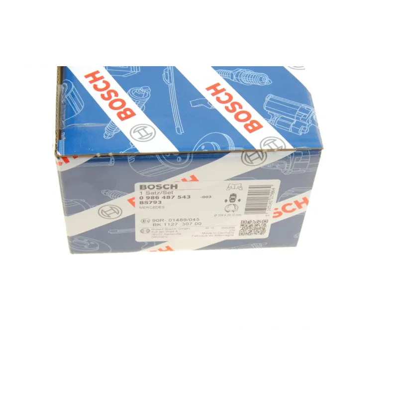 Колодки ручника BOSCH 0 986 487 543 для Mercedes-Benz 190 W201, E-Class W124/W210 1996-2004 (164x20 мм)