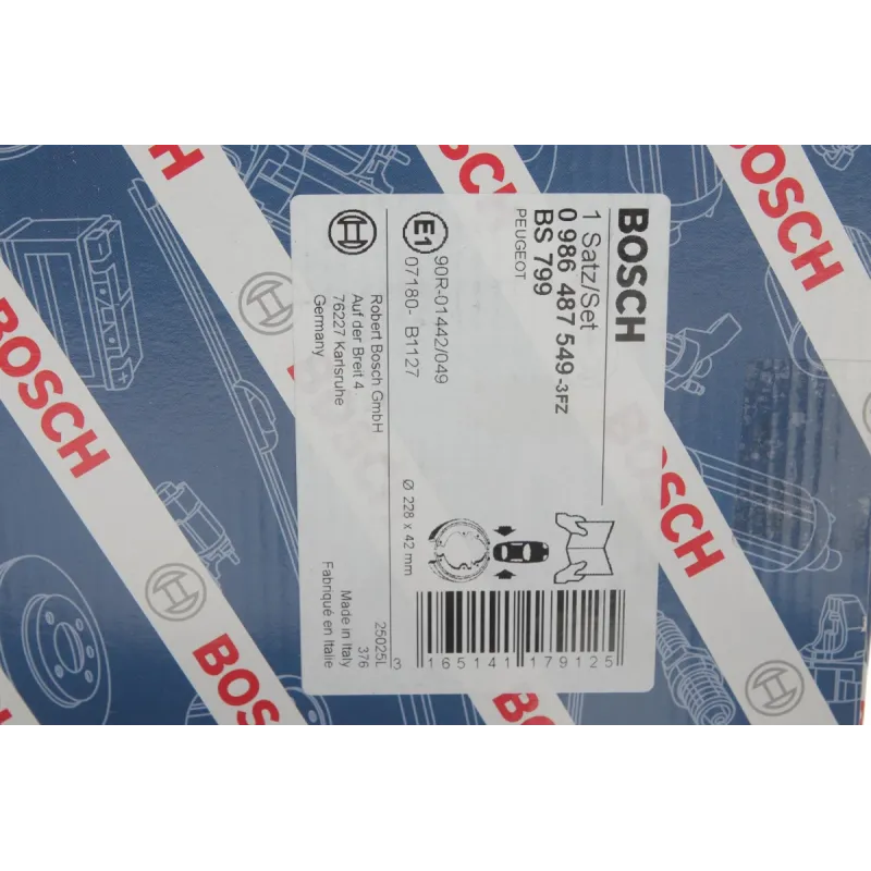 Колодки гальмівні задні BOSCH 0 986 487 549 для Peugeot 406 (8B) 1995-2004 (барабанні) 228x42 мм