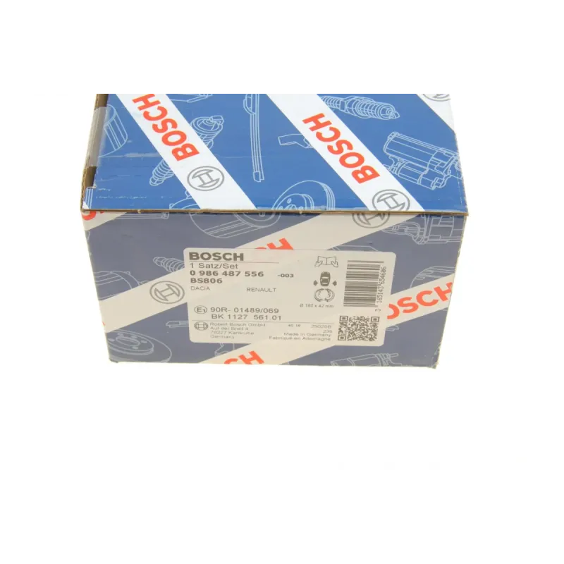 Колодки гальмівні задні BOSCH 0 986 487 556 для Renault Clio II, Logan I (барабанні, 180x42 мм)