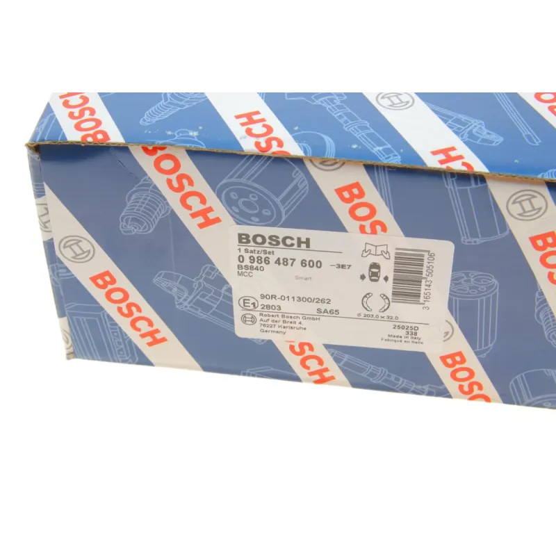 Колодки гальмівні задні BOSCH 0 986 487 600 для Smart City-Coupe/Cabrio (450) 1998-2007, 203x32 мм