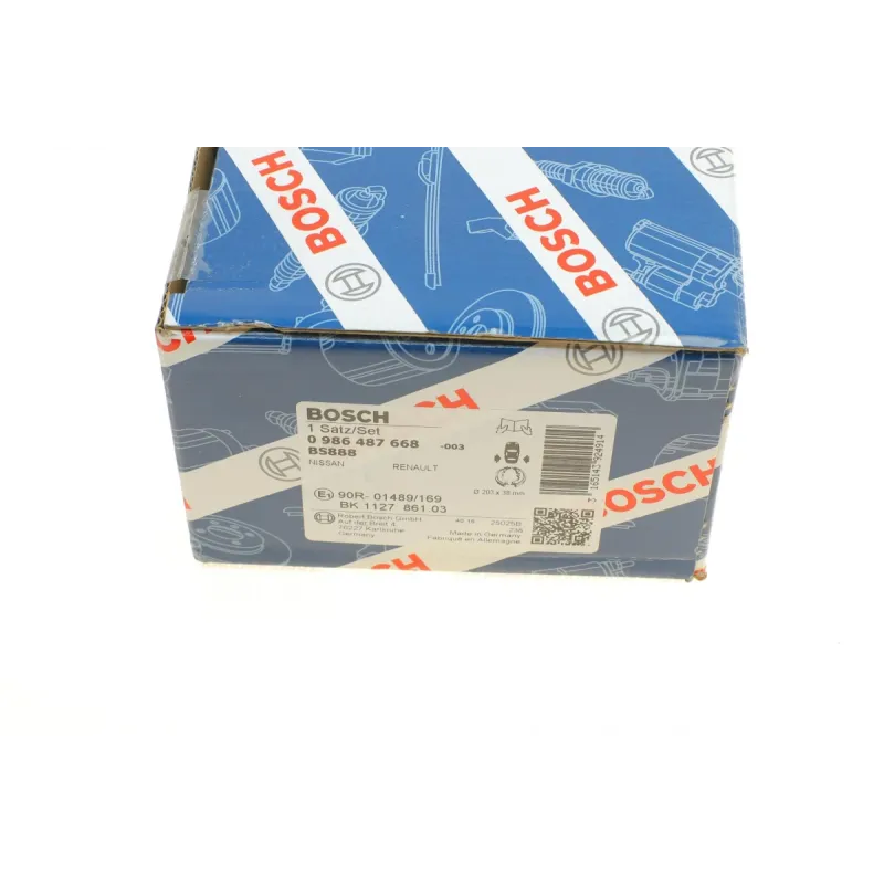 Колодки гальмівні задні BOSCH 0 986 487 668 для Nissan Micra K12, Note E11, Renault Clio III 203.2 мм