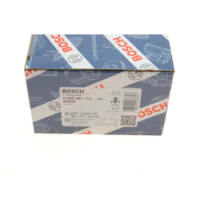 Колодки ручника BOSCH 0 986 487 713 для Toyota Corolla (ZZE12_, NDE12_, ZDE12_) 2002-2006, 172x22 мм